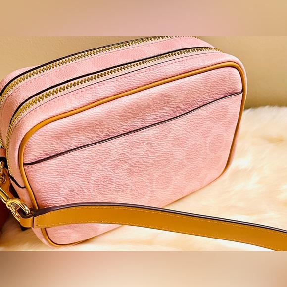 Coach Pink Powder Pink Crossbody Bag with Tan Accent Card Holder - Picture 8 of 10